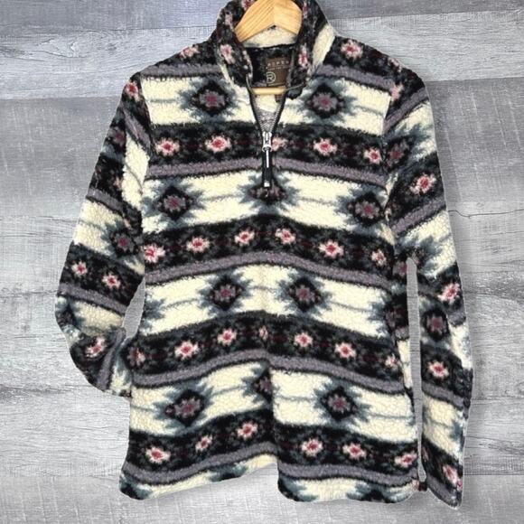 Roper Southwestern Quarter Zip Polar Fleece Pullover Women S Aztec Ivory Pockets - Picture 1 of 5